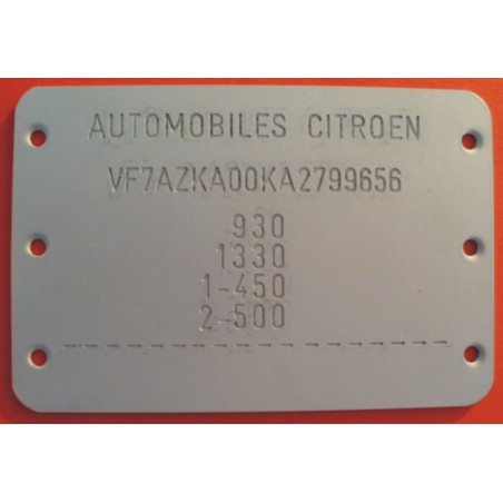 Plaque de Constructeur Citroën - NM sur Caisse